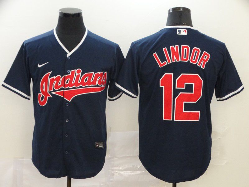 Men Cleveland Indians #12 Lindor Blue Nike Game MLB Jerseys->colorado rockies->MLB Jersey